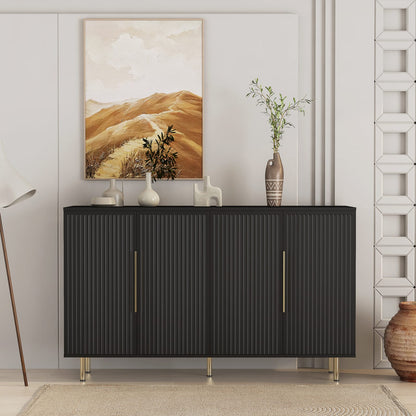 Black Buffet Cabinet with Storage - Modern Sideboard Table