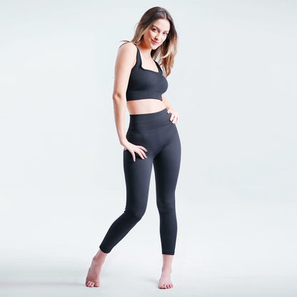 Black Nylon Mesh Sports Bra - High Support Workout Bra