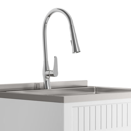 Beckham 28" Laundry Cabinet - White with Sink & Faucet