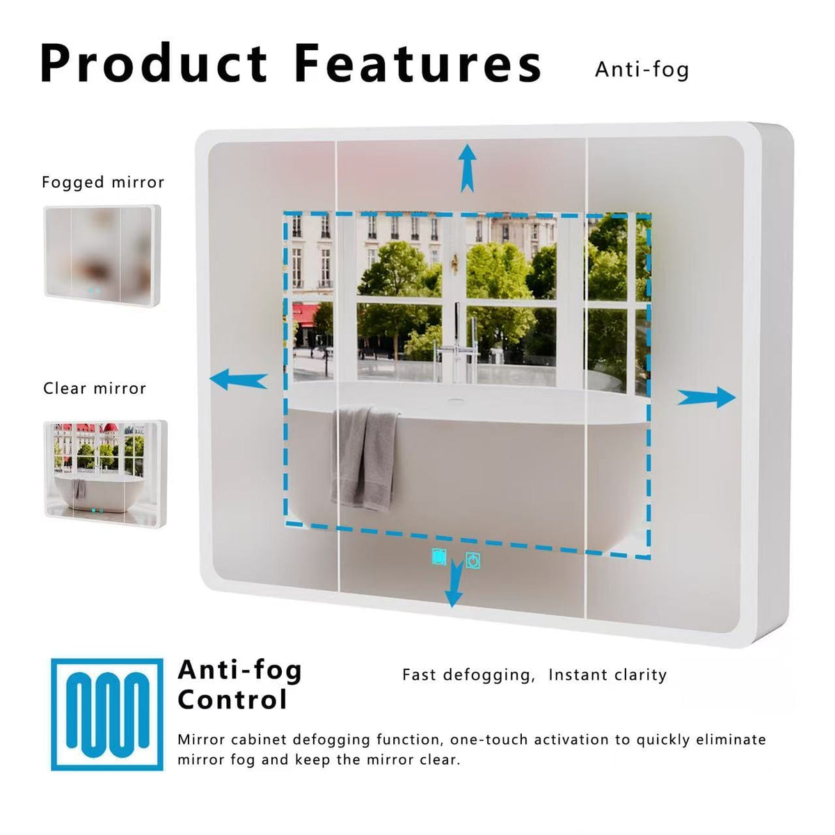 White Bathroom Medicine Cabinet - 3 Door Storage Mirror