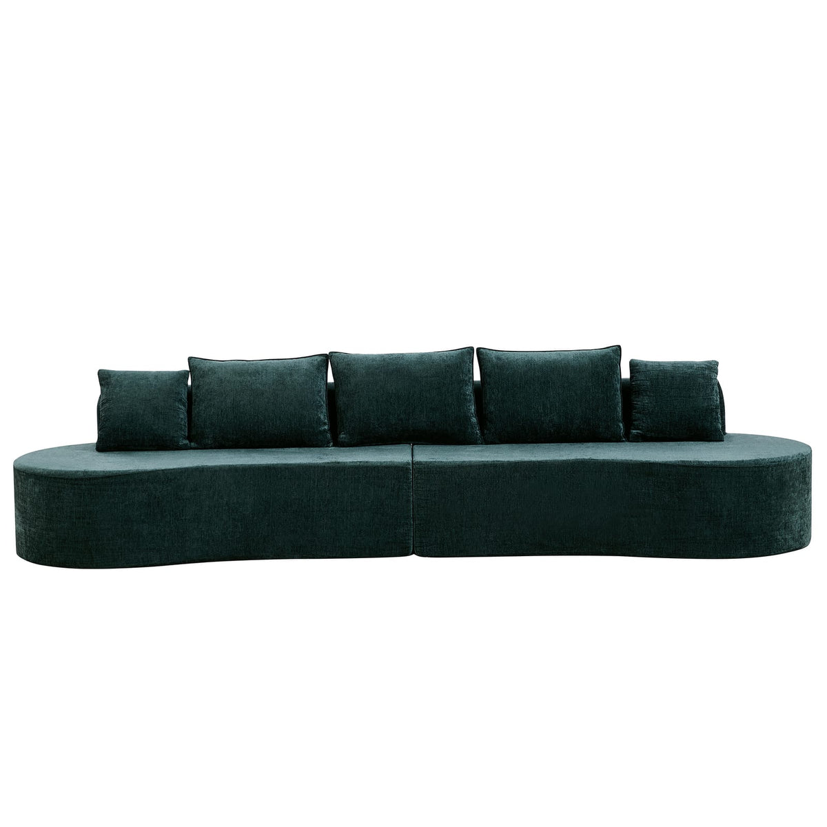 138.6" Dark Green Curved Sectional Sofa - Fully Assembled, 2-Piece Set
