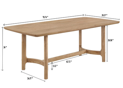 6-Person Rectangular Dining Table - Beige Wood