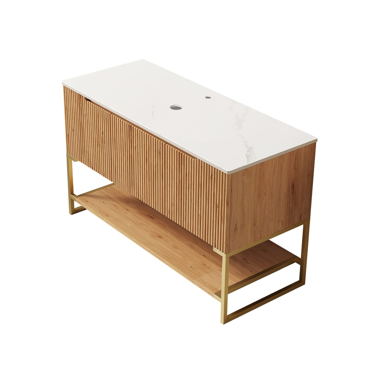 Carrara White Wood Vanity Cabinet with Sintered Stone Top