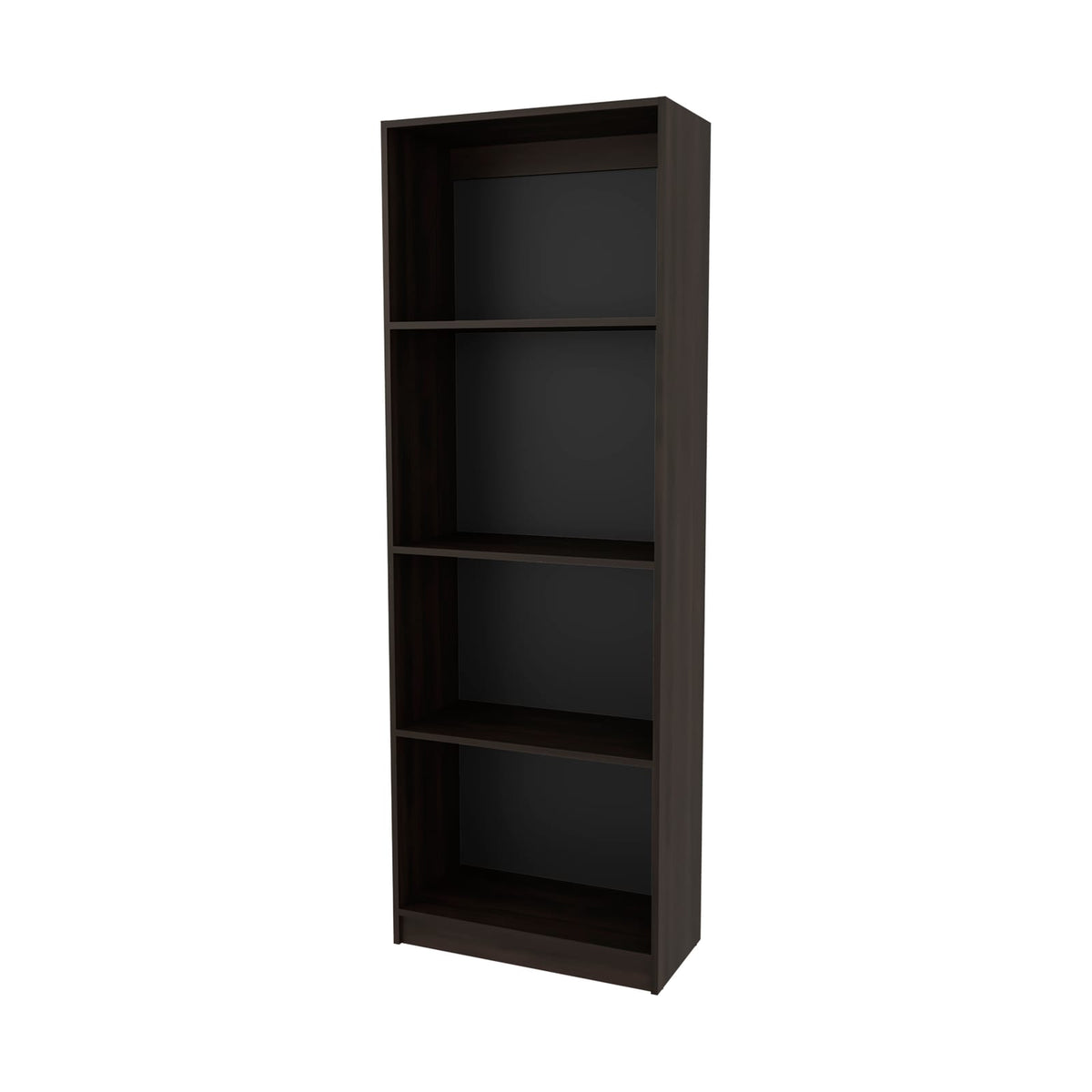 Dark Walnut Bookcase - 4 Shelves, Particle Board for Living Room