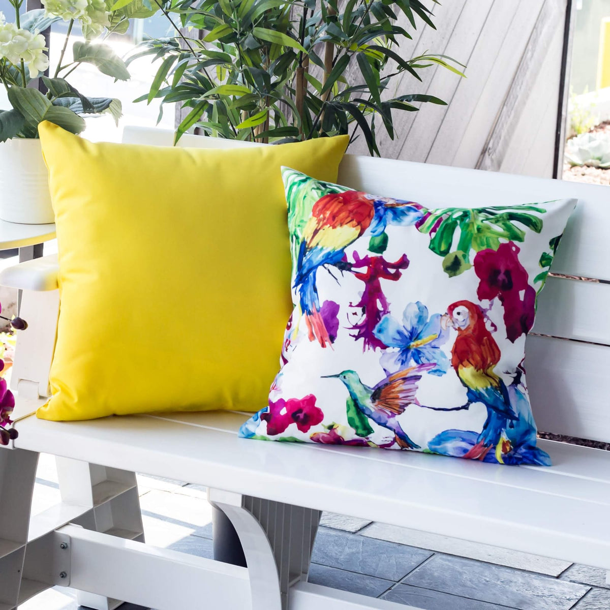 Tropical Parrot Outdoor Pillow Set - 2 Throw Pillows