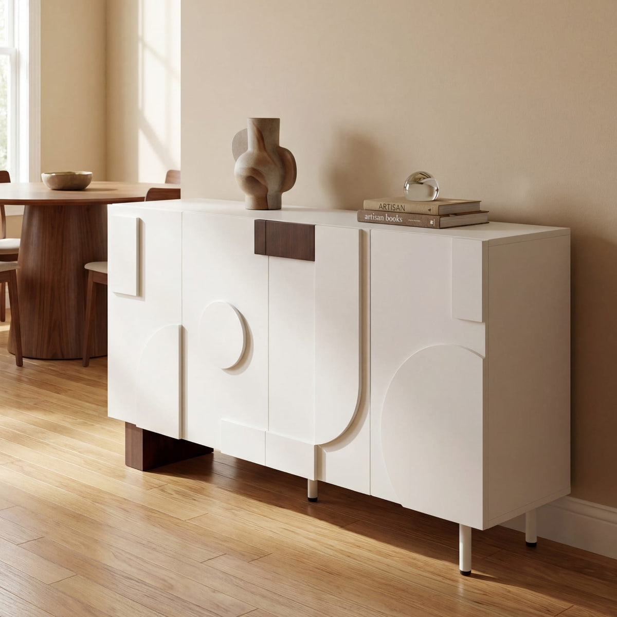 Modern White Sideboard Buffet Cabinet - 62" Storage Unit