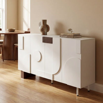 Modern White Sideboard Buffet Cabinet - 62" Storage Unit