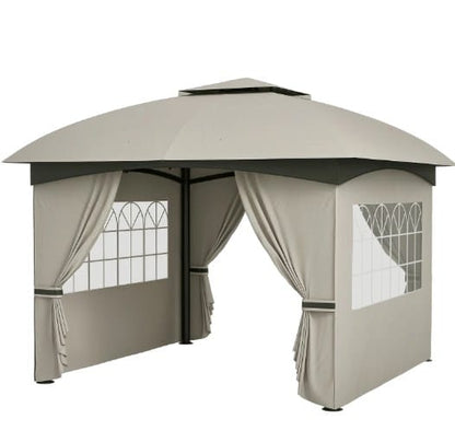 Light Gray Polyester Steel Gazebo - 132" Patio Cover