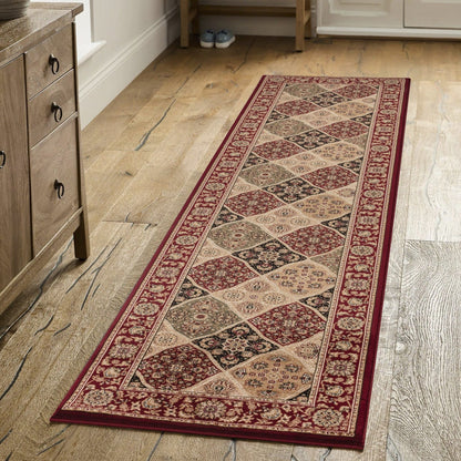 Ornate Red Oriental Runner Rug for Traditional Entryways