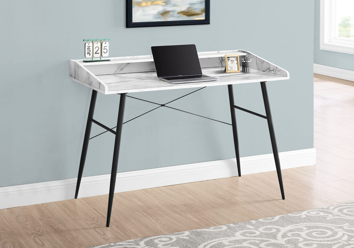 Computer Desk, White Home Office Desk with Storage Shelves - 48"L