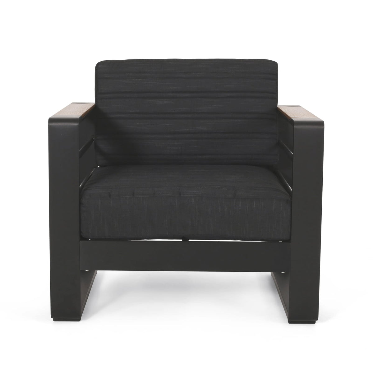 Black Metal Patio Club Chairs Set for Garden Outdoor Living