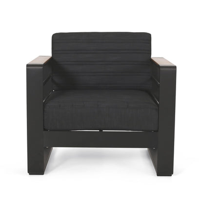 Black Metal Patio Club Chairs Set for Garden Outdoor Living