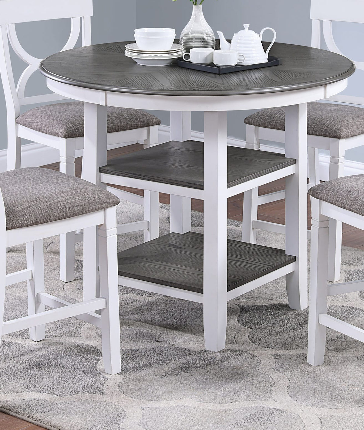 Round White Dining Table with 4 Chairs