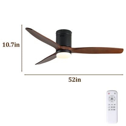52 Inch Ceiling Fan with Light - Dark Walnut Blades, Remote Control