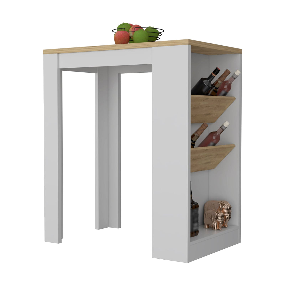 White MDF Kitchen Island Table with Shelves