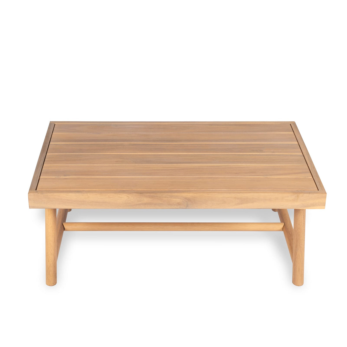 Teak Beige Acacia Wood Patio Club Chair + Coffee Table Set