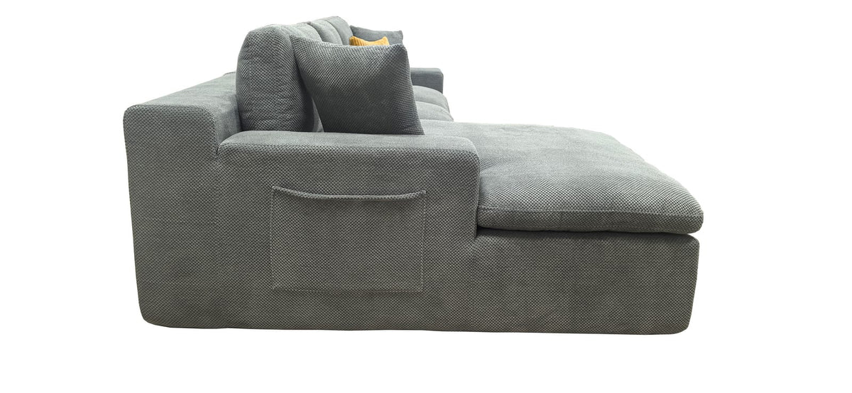 Light Gray 3 Seat Sectional Sofa - Easy Assembly for Living Room
