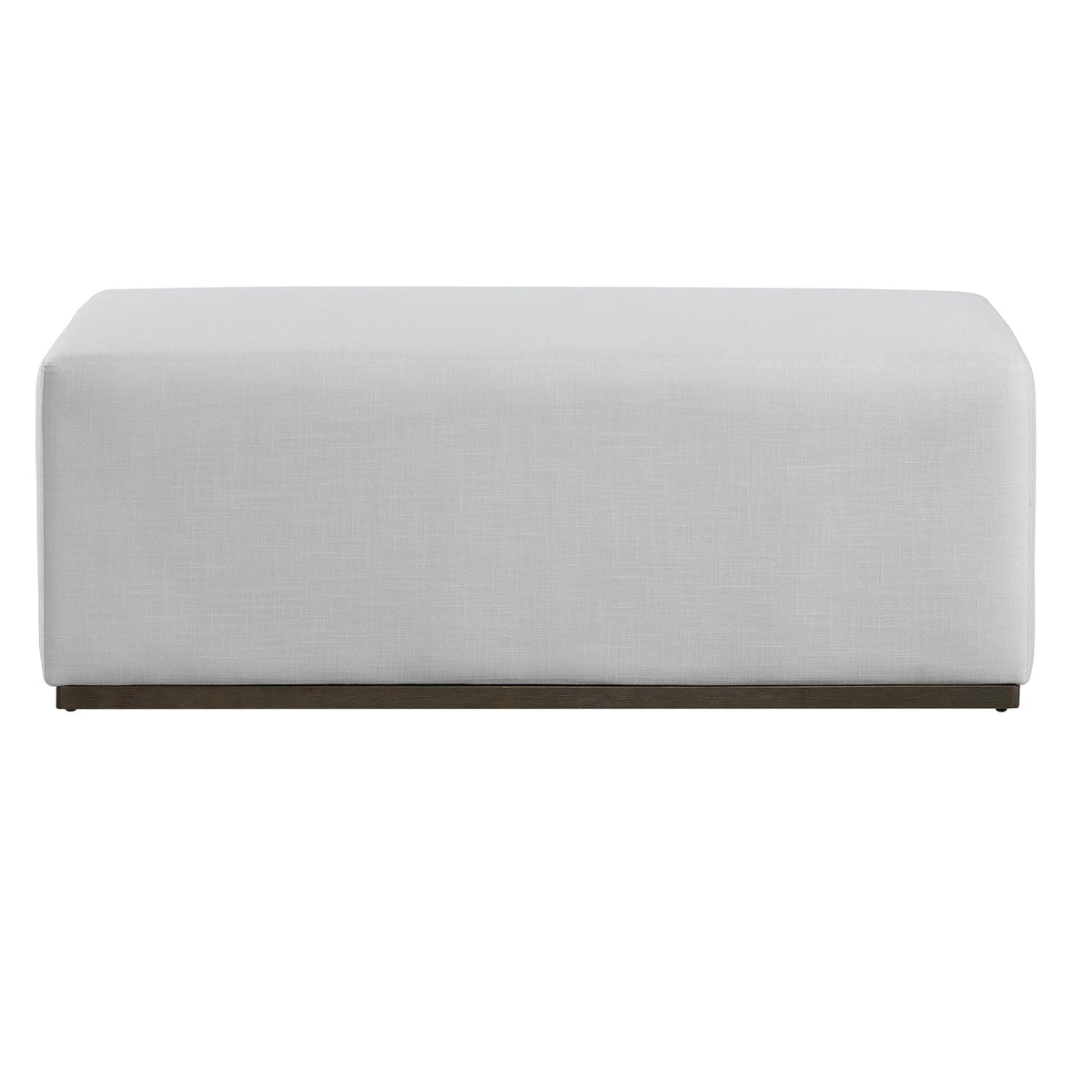 White Rectangle Ottoman - Wood Fabric Footstool
