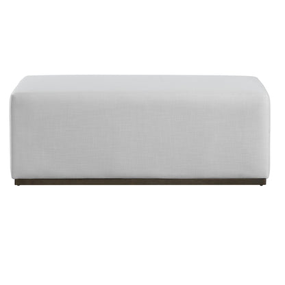 White Rectangle Ottoman - Wood Fabric Footstool
