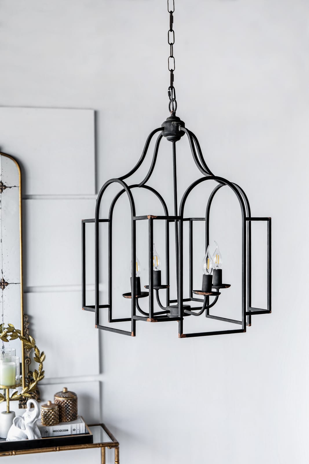17.3" Black Iron Entryway Chandelier - Kitchen Dining Room Lighting