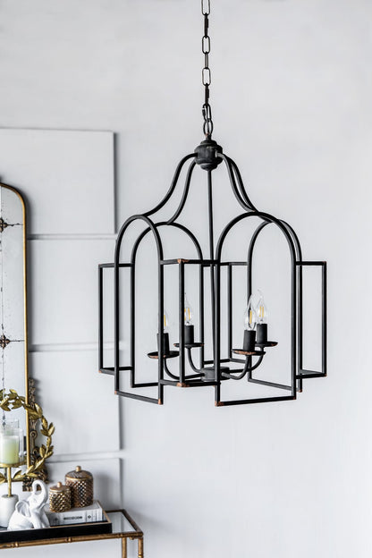 17.3" Black Iron Entryway Chandelier - Kitchen Dining Room Lighting