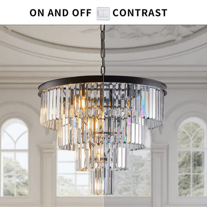 Black Crystal Chandelier - Luxury Living Room Lighting