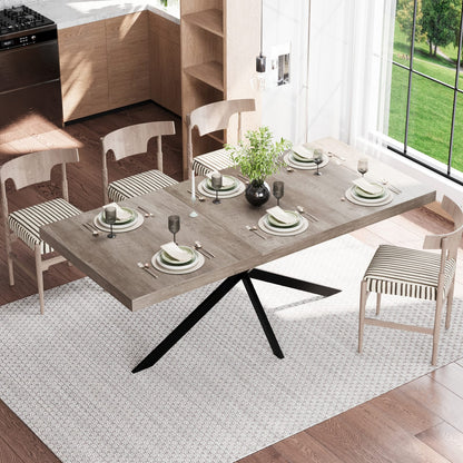 Retro Rectangular Stretch Dining Table - Gray Carole Top, Storage Included