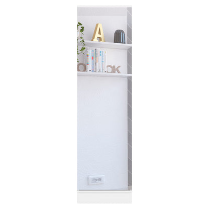 Cassidy Rectangle Tall Shoe Cabinet with Mirror - White