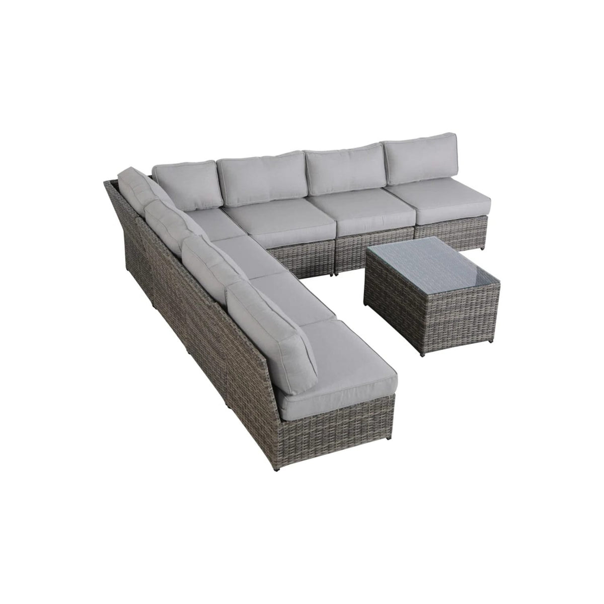 Gray Wicker Patio Sectional 8 Piece Set