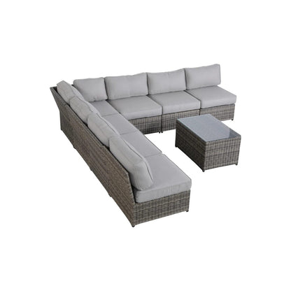Gray Wicker Patio Sectional 8 Piece Set
