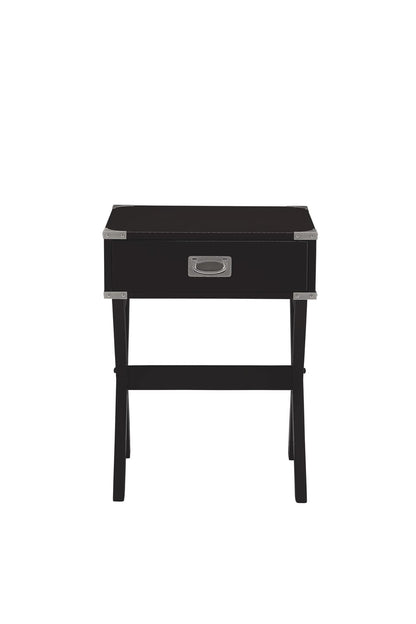 Black Synthetic Wood Storage Accent Table with Drawer for Living Room