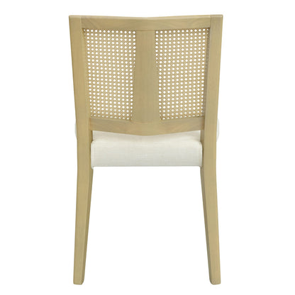 Rattan Dining Chairs Set of 2 - Beige & Natural Ash Wood