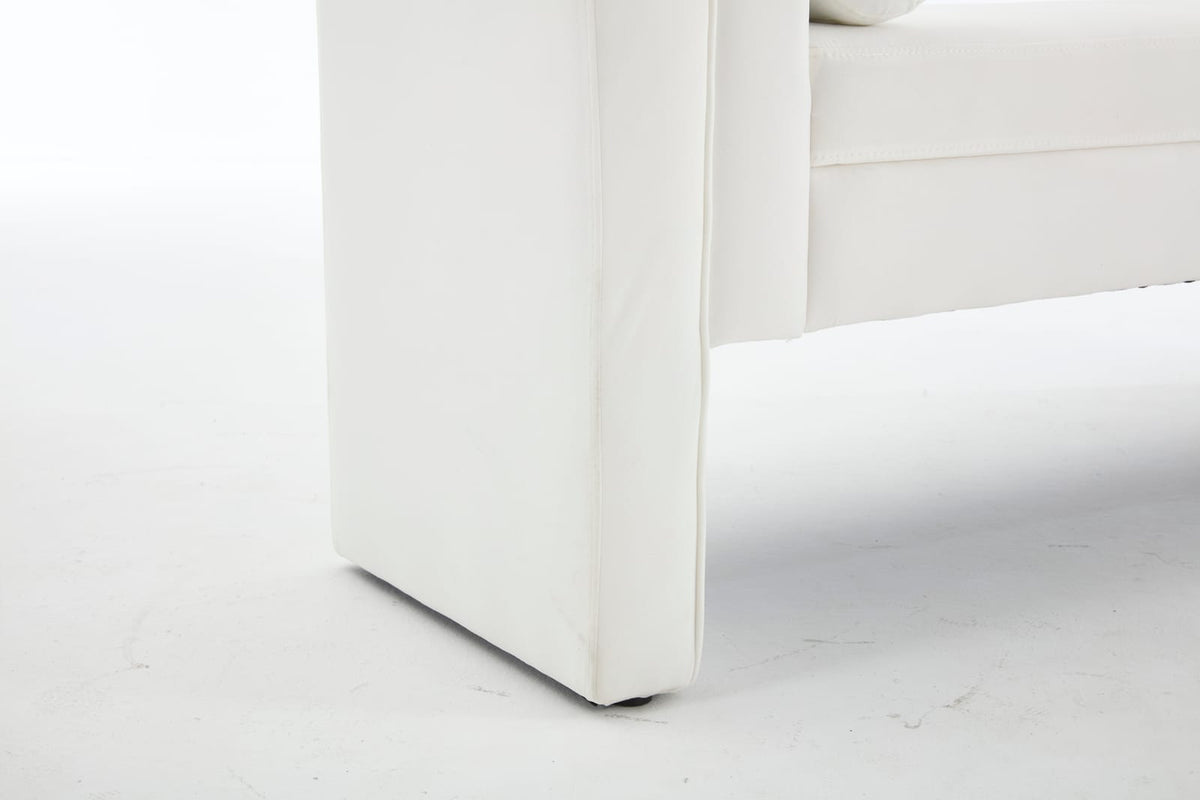 65-Inch White Wood Storage Bench - Hallway Entryway Bench for Bedroom