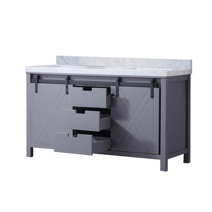 Dark Grey Bathroom Vanity with Marble Top - 60" Wide