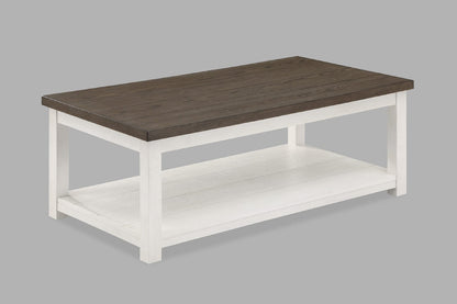 3pc Farmhouse Style Coffee Table Sofa Table End Table with Open Shelf Brown White