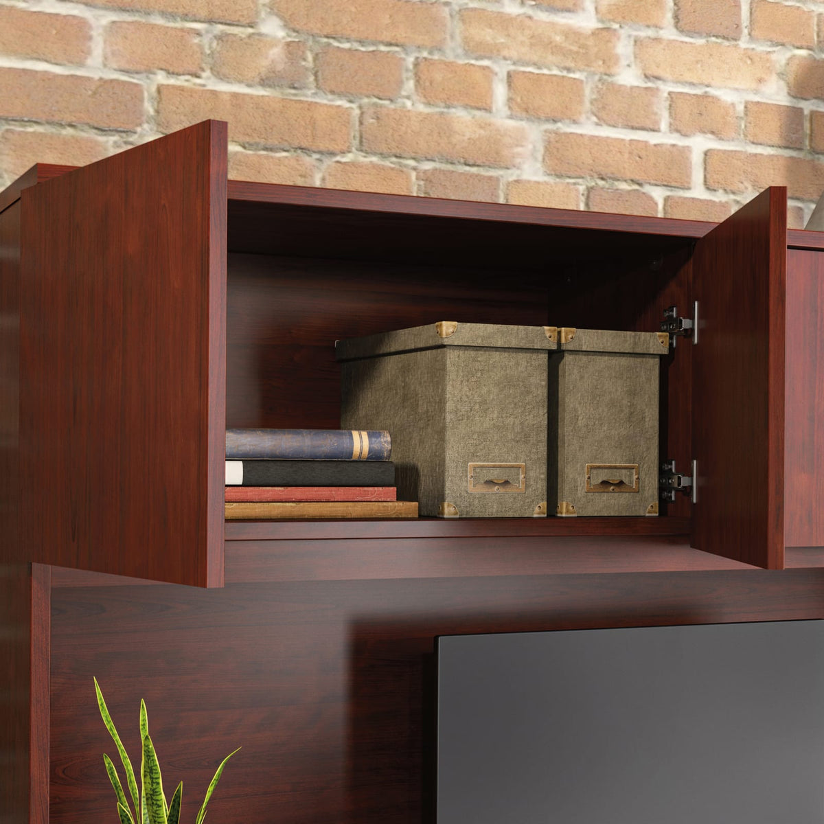 Red Filing Cabinet with Cable Management - 60 Inch Office Storage