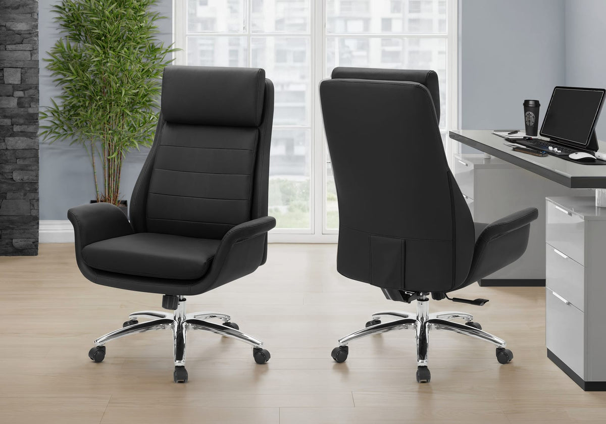 Black Polyurethane Office Chair with Adjustable Height for Workspace