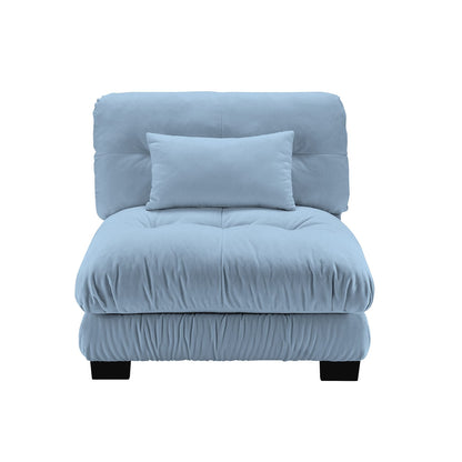 Blue Chenille Armless Sofa - 1 Seat for Living Room