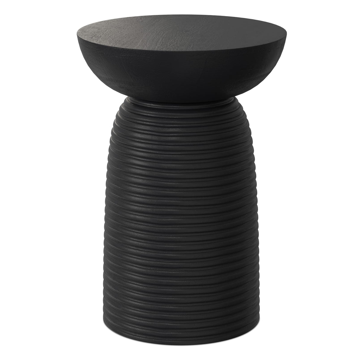 Boyd 13 Inch Ribbed Accent Table - Black Wood for Living Room