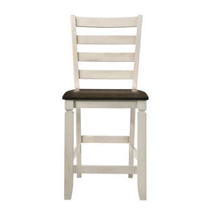 Brown & Antique White Ladder Back Stools - Set of 2