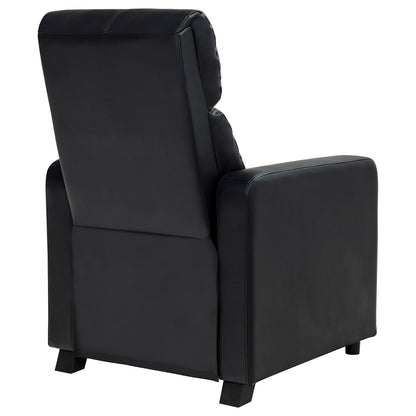 Black Upholstered Push-Back Recliner - Comfortable Living Room Seating
