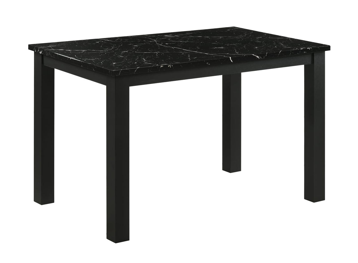 Black Faux Marble Rectangular Dining Table - Seats 4