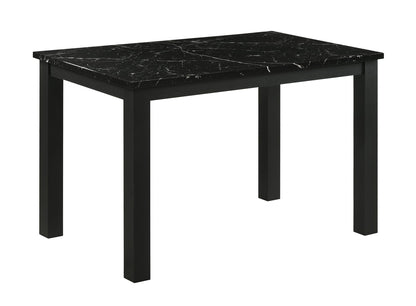 Black Faux Marble Rectangular Dining Table - Seats 4