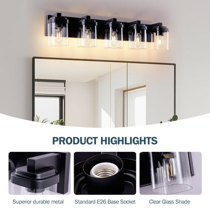 Matte Black Iron Vanity Light Fixture for Bathroom Mirror