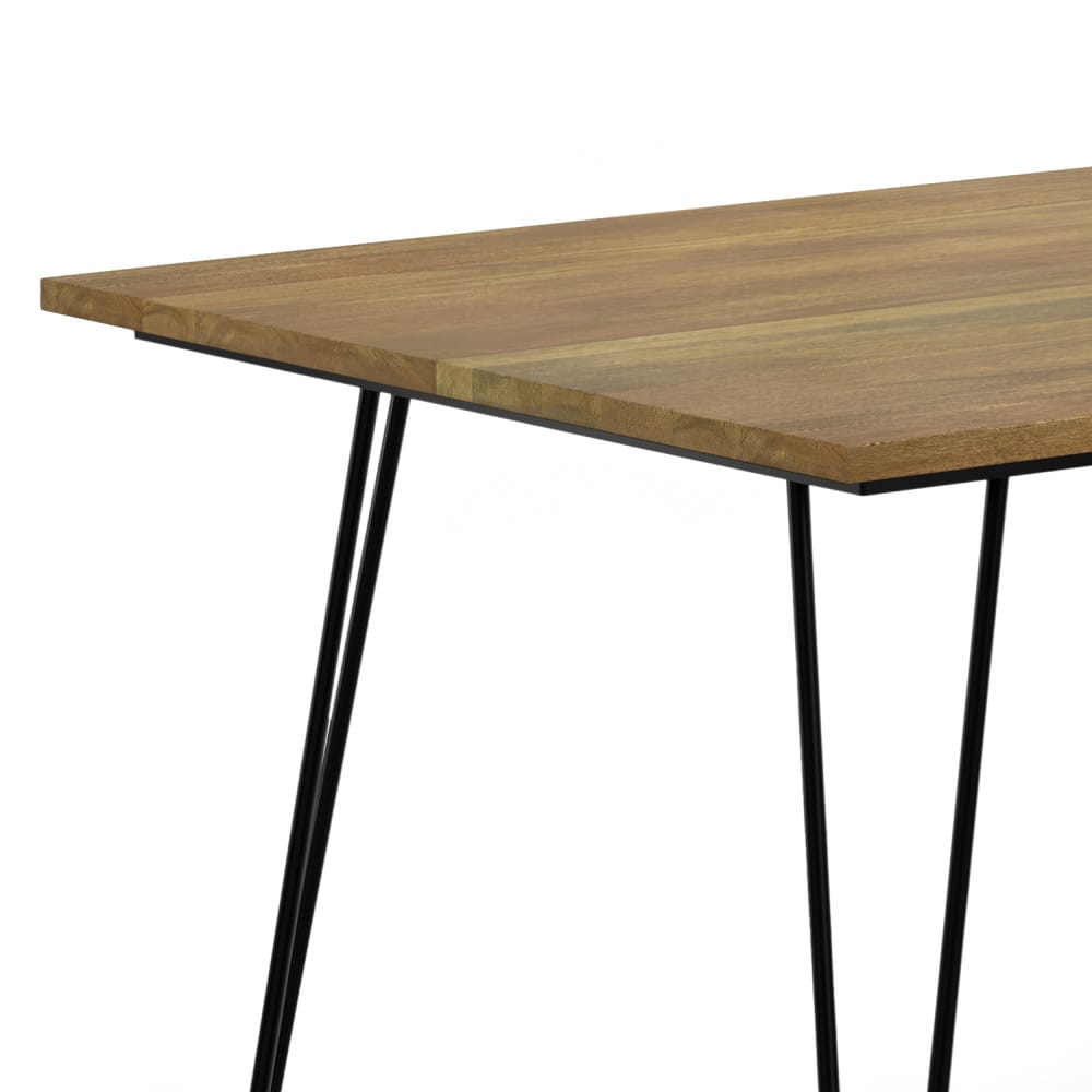 Light Brown Metal & Wood Dining Table - 6 Person