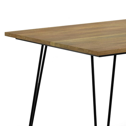 Light Brown Metal & Wood Dining Table - 6 Person