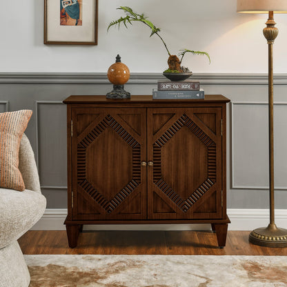 Walnut MDF Sideboard Cabinet - Storage Buffet Media Console
