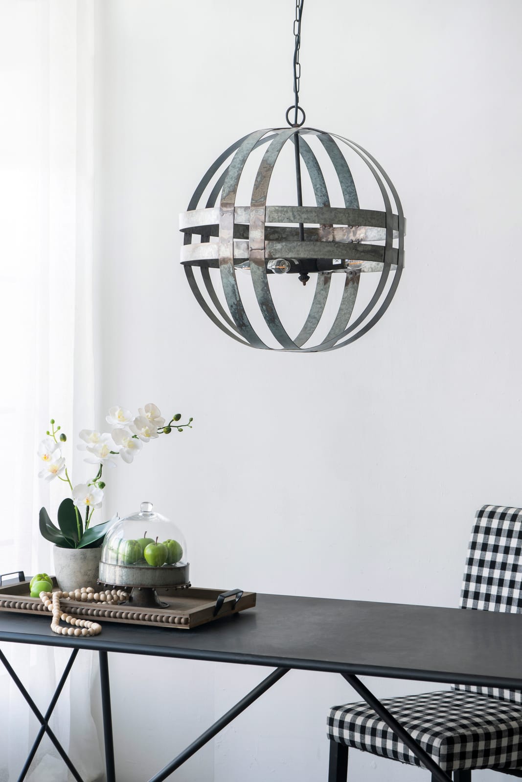 Gray Metal Chandelier - 4 Light Hanging Fixture for Kitchen Dining Room