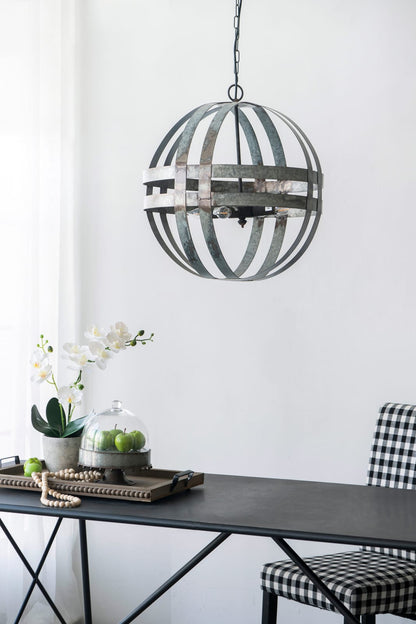 Gray Metal Chandelier - 4 Light Hanging Fixture for Kitchen Dining Room