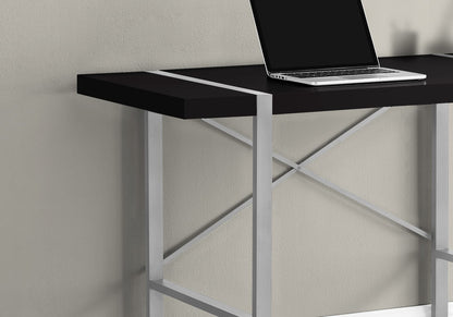 Industrial Computer Desk with Metal Legs, Black Particle Board Work Surface